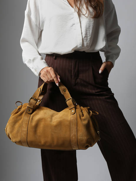 Schoudertas Folk Leder Gerard darel Beige folk DCS01407 ander zicht 1